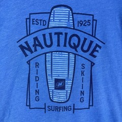 Nautique Shirt Mens 2XL Blue Surfing Riding Skiing Boat Graphic Tee Back Print
