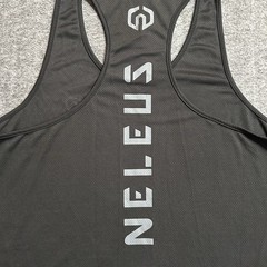 Neleus Men’s Black Mesh Performance Racerback Tank Top Size Large Gym