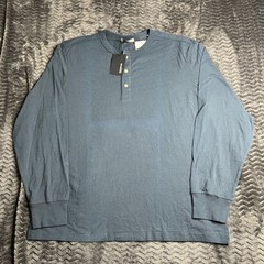 Men’s Buck Mason Henley Long Sleeve Cotton Size XL Blue NWT