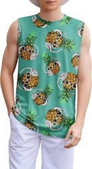 Mens Sleeveless Tank Top Summer Beach Graphic Muscle Tee Shirt Casual Hawaiian