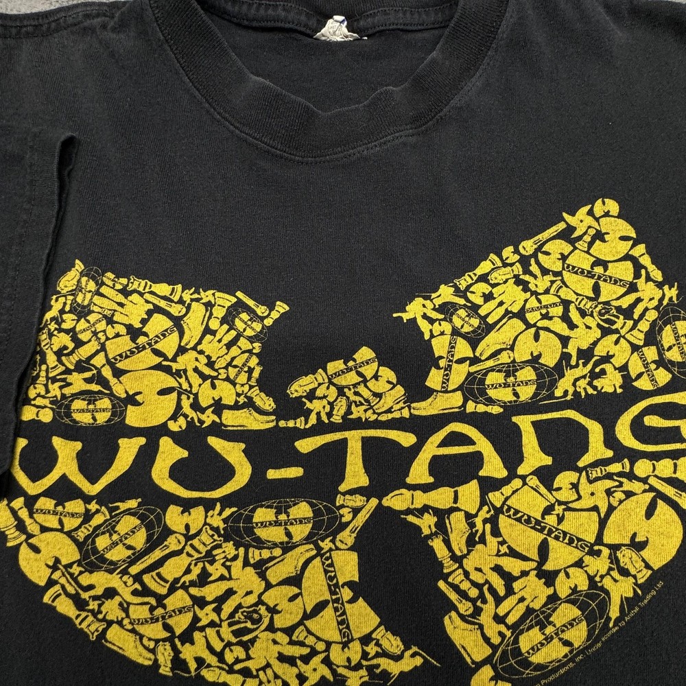 Wu-Tang Clan Shirt Mens Large Black Yellow Logo Graphic Rap Tee Hip Hop Music