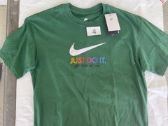Nike Tee Shirt Short Sleeve Blue Bright Green Sportswear New 100% Cotton