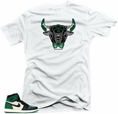 Shirt to Match Jordan Retro 1 Pine Green 2020- Bull 1 White
