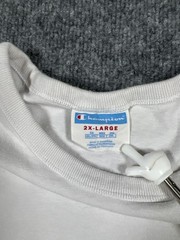 Champion T Shirt Mens 2XL White Cotton Logo Embroidered Crew Neck Straight Hem