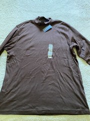John Ashford Men Long Sleeve High Neck T-Shirt Brown Size L Cotton