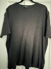 Alfani Men’s Ribbed Knit Crew Neck Short Sleeve Cotton T-Shirt Black XL