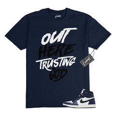 1 Midnight Navy Black White Sail Retro High OG T Shirt to Match TG Jordan