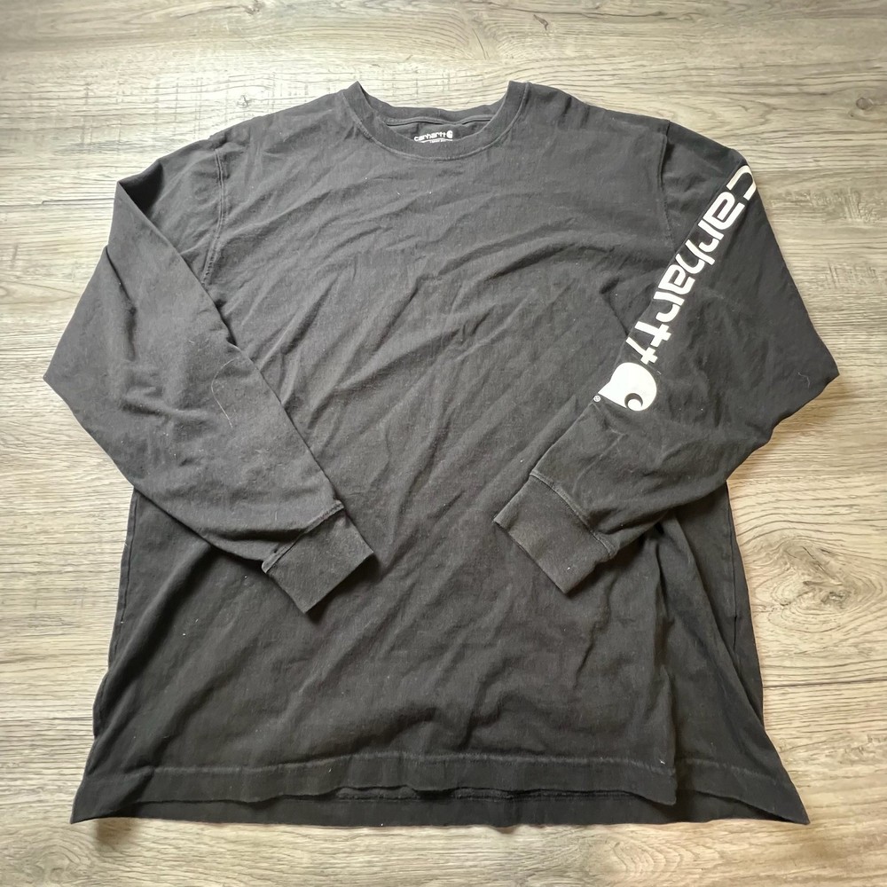 Carhartt Long Sleeve T-Shirt Mens L Black Loose Fit Graphic Logo TK0231-M K231