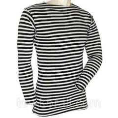 Black-White Sleeve Ukrainian Telnyashka Military Striped Cotton , Size S