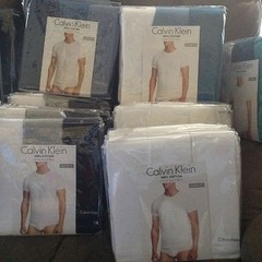 Calvin Klein Classic Crew or V Neck Tees S M L XL Blues Greens Gray Black White