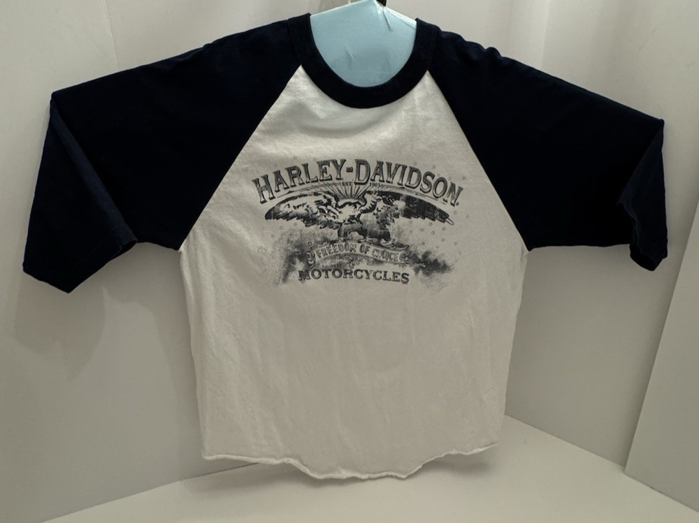 Harley Davidson Motorcycles Tshirt Mens L White Freedom Of Choice Overseas Tour
