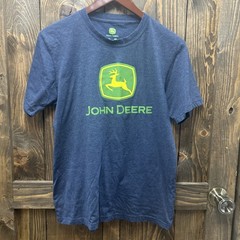 John Deere T Shirt Mens Medium Farmer Tractor Agriculture Outdoor Blue-Grey