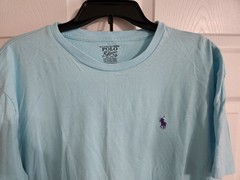 Ralph Lauren Mens Turquoise Cotton Tee Purple Pony Logo Size L