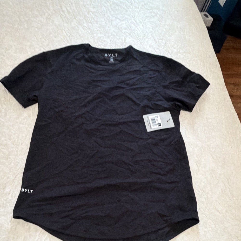 BYLT Drop-Cut Lux Short Hem Crew Neck Short Sleeve T-Shirt Black Men L