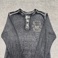 Y2K Long Sleeve Shirt Men’s Large Nobility Motors Grunge 1/4 Button Up Black