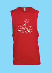 UNISEX MEN WOMENS TEE SLEEVELESS TSHIRT STICKMAN WEIGHTLIFTER LIFTING EXERCISE