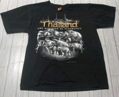 Vintage Thailand Shirt Men’s Extra Large Black Elephant Graphic Faded Distressed