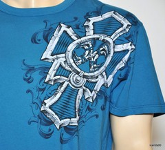 New XTREME COUTURE Wings Cotton/Foil Top T-Shirt Shirt Tee ~Blue *XL