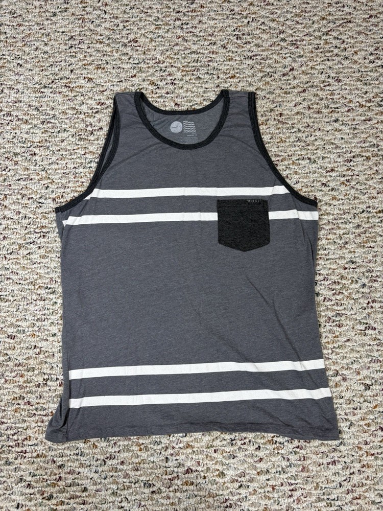 Oneill Men’s Gray Stripe Tank Top Sleeveless Large Surf