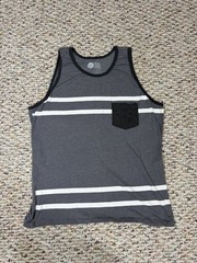 Oneill Men’s Gray Stripe Tank Top Sleeveless Large Surf