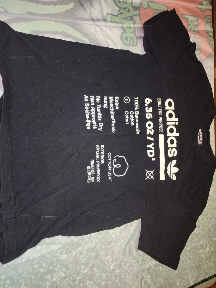 adidas Originals Men’s Black Built For Purpose Graphic Logo Cotton Knit Tee L