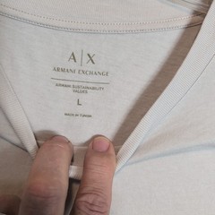 Armani Exchange Shirt Adult Large Beige Graphic Gold Logo Classic Designer SS