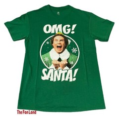 New Elf Raised By Elves 2003 Buddy OMG! SANTA! Christmas Mens Vintage T-Shirt