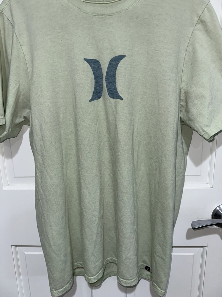 Hurley Logo Graphic Green Crew Neck Short Sleeve Mens Cotton Knit T-Shirt Size L