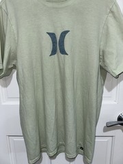 Hurley Logo Graphic Green Crew Neck Short Sleeve Mens Cotton Knit T-Shirt Size L