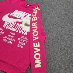 Nike Shirt Mens Small Fireberry Pink Sportswear World Tour Glow In The Dark Tee