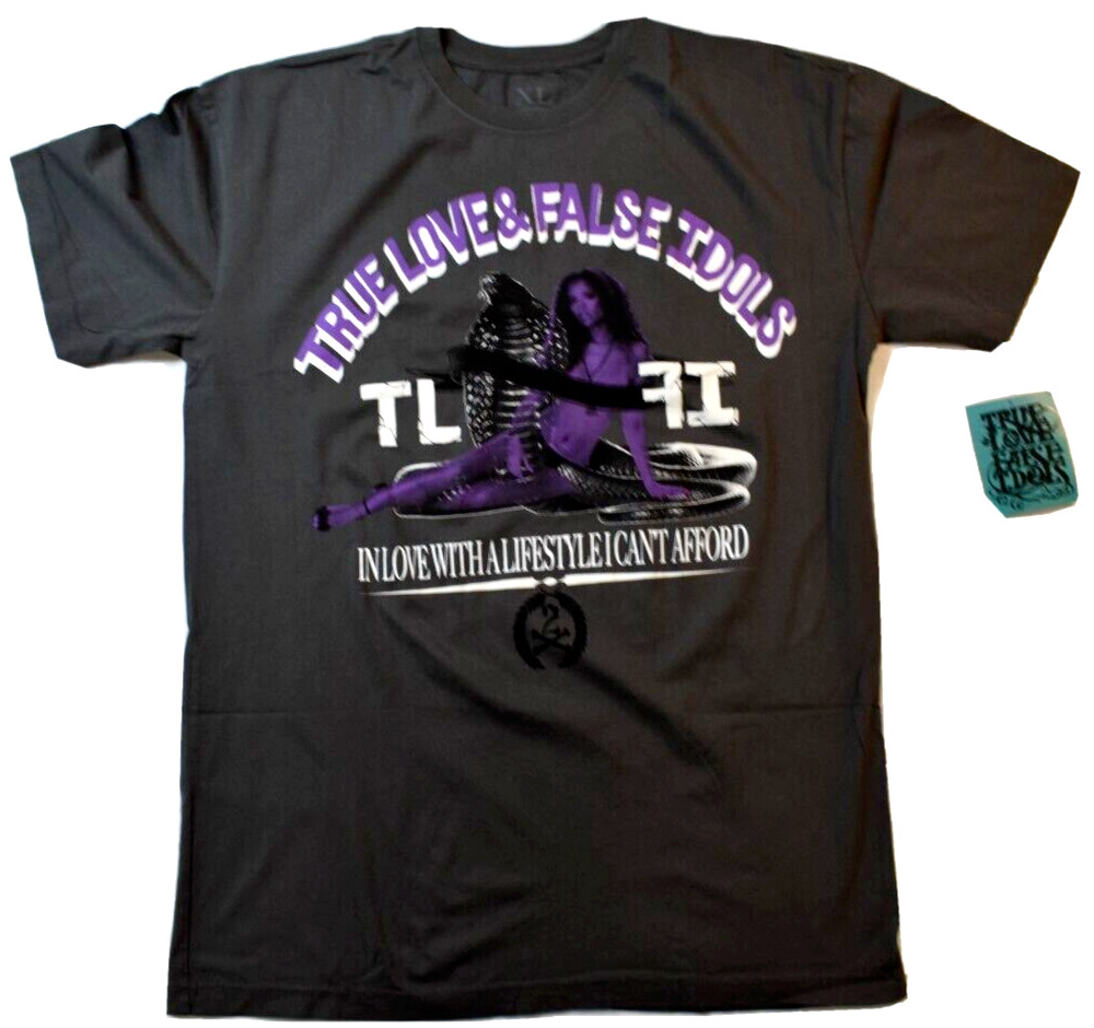 True Love False Idols Mens TLFI Cobra Clutch Charcoal Shirt NWT S, M, L, XL