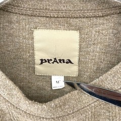 Prana Mens Brown Striped Ribbed Long Sleeve Shirt 100% Organic Cotton Size M