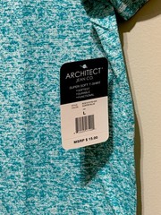 Architect V Neck T Shirt Large Aqua Blue Heather Short Sleeve Soft Unisex NWT