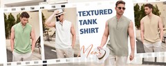 Men Sleeveless Beach Shirts Summer Hawaiian Shirts Casual Button Henley Tank Top