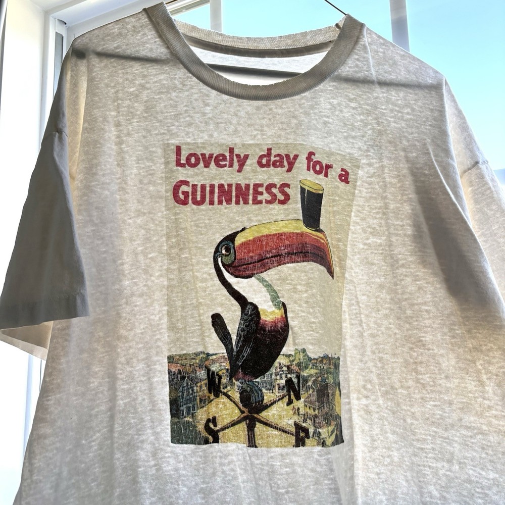 Vintage Guinness Beer T Shirt 90s Toucan Fits L Single Stitch Paper Thin Lovely