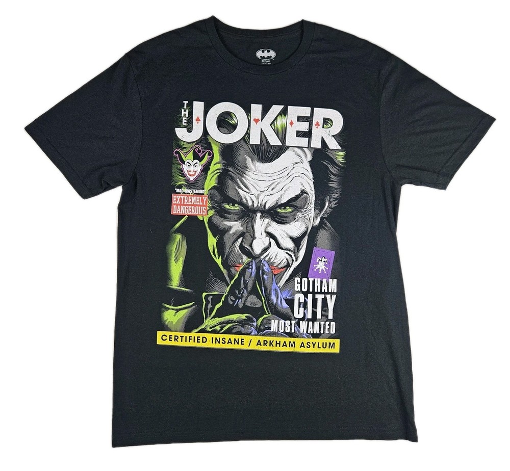 The Joker: Gotham City Most Wanted Poster Image Graphic T-shirt Adult Size Mediu