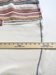 POL Mens Sz M Oversized Henley Tan waffle Knit Mixed Striped Fabric (flaw)