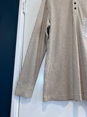 St. John’s Bay NWT Mens XL Henley Shirt Oatmeal Beige Thermal Waffle Knit Casual