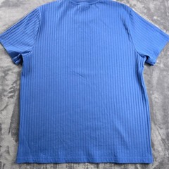 Perry Ellis T-Shirt Mens XL Blue Ribbed Stretch Short Sleeve Crew Neck Top