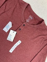 Croft & Barrow Henley Shirt Mens Big 3X Red Easy Care Long Sleeve Lightweight