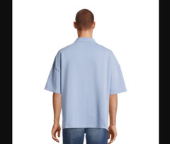Men’s No Boundaries Oversize French Terry Polo Shirt XSMALL Chambray NEW