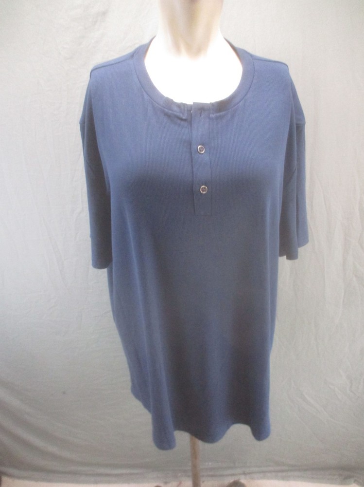 NWT JMierr Size 2XL Mens Blue Short Sleeve Buttons Casual Stretch Top 779