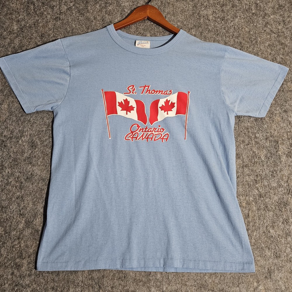 Vintage Penmans Shirt Mens Large St Thomas Ontario Canada Maple Leaf 80s Tee