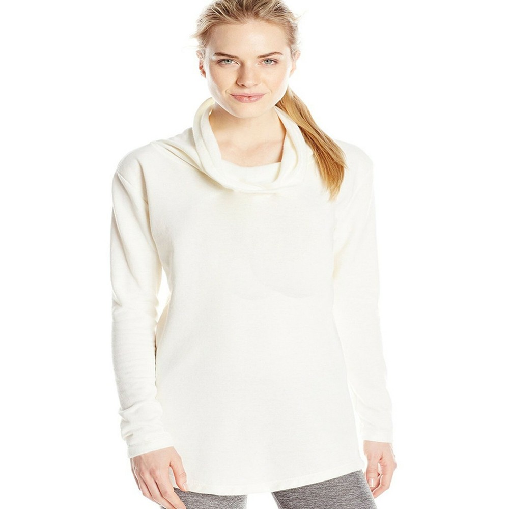 Tunic sweatshirt USA womens funnel neck cowl White