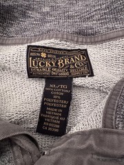 Lucky Brand Henley XL Gray Mock Neck Pullover Long Sleeve Cotton Pockets EUC