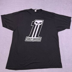 Harley-Davidson Number 1 Skull Graphic Crew Neck T-Shirt Mens XL Black Cotton