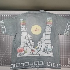 Vintage Mayan Tshirt Large Gray AOP 90s Y2K Aztec Native Streetwear Skater
