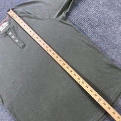 The Normal Brand Mens Large Olive Green Long Sleeve Raglan Henley Shirt Casual