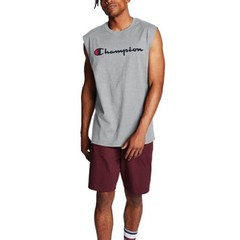 New Mens Champion Classic Jersey Muscle T-Shirt Tee Script Logo Tank Top – Gray
