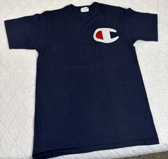 Vintage Champion Big Logo Embroidered Blue Shirt Size M